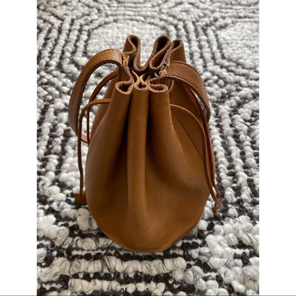 BAGGU Leather Drawstring Bucket Bag.